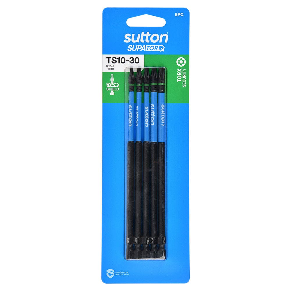 SUTTON SUPATORQ TS10-TS30 X 150MM TORX SECURITY SCREWDRIVER BIT - 5 PIECE S214S05G30