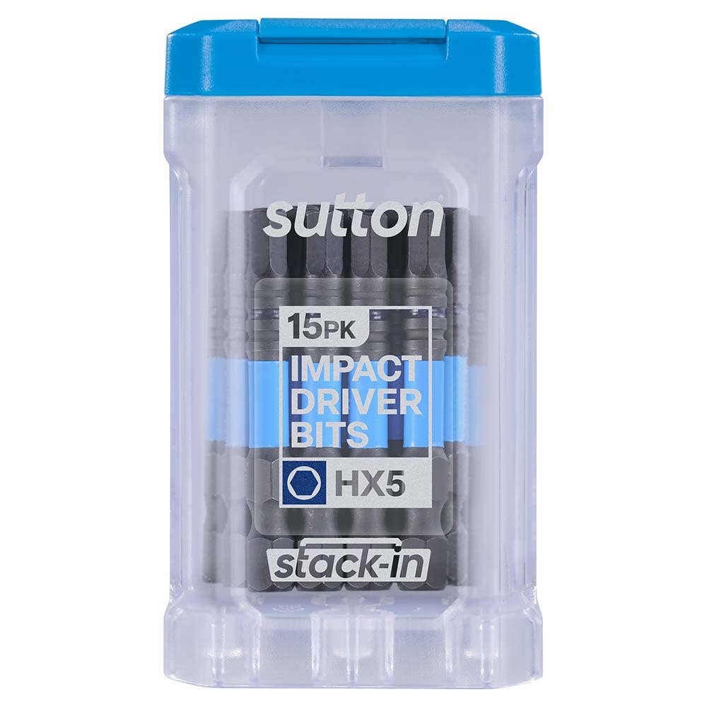 SUTTON SUPATORQ HEX HX5X50MM SCREWDRIVER BIT S206 STACK-IN - 15 PIECE S206T15B05