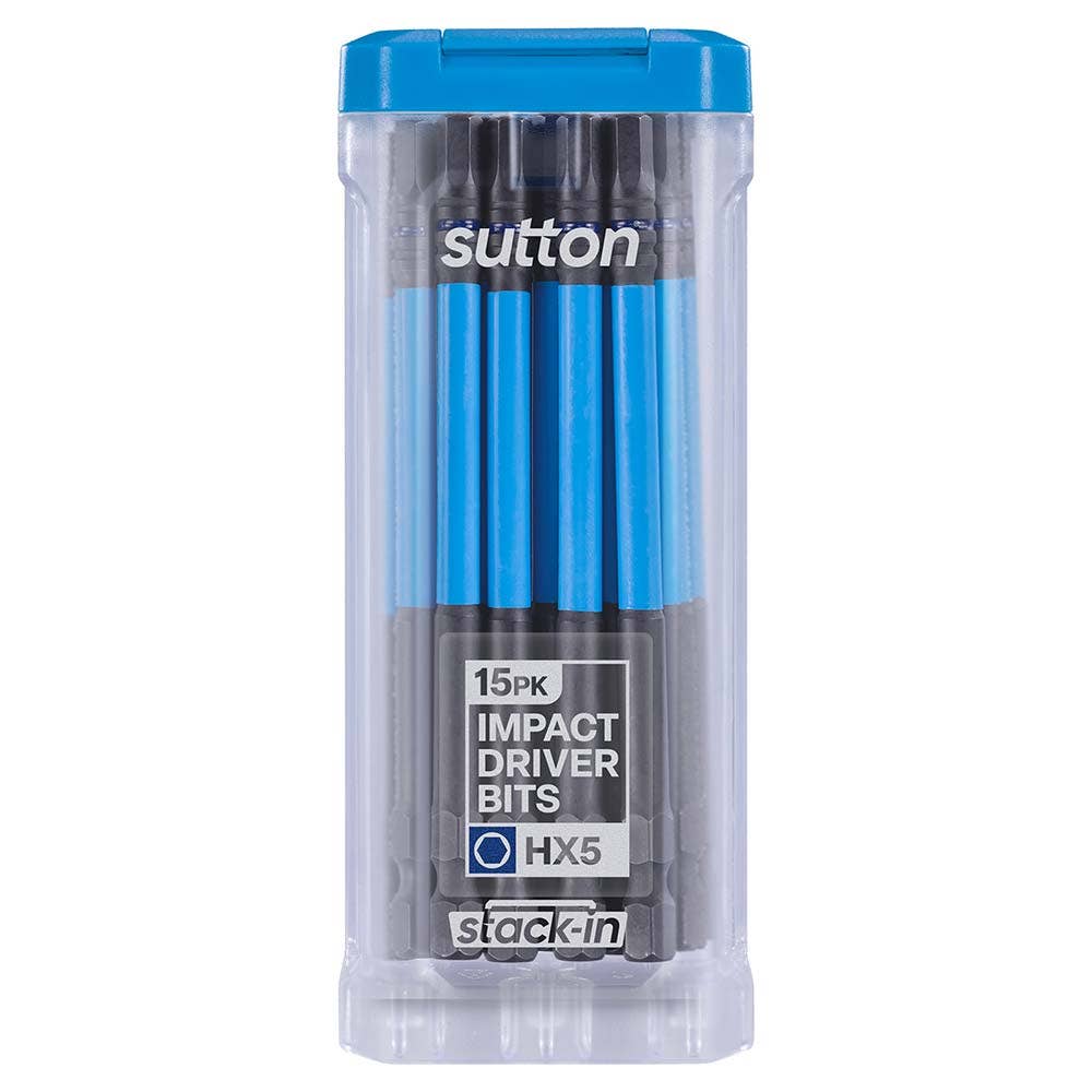 SUTTON SUPATORQ HEX HX5X100MM SCREWDRIVER BIT S206 STACK-IN - 15 PIECE S206T15E05