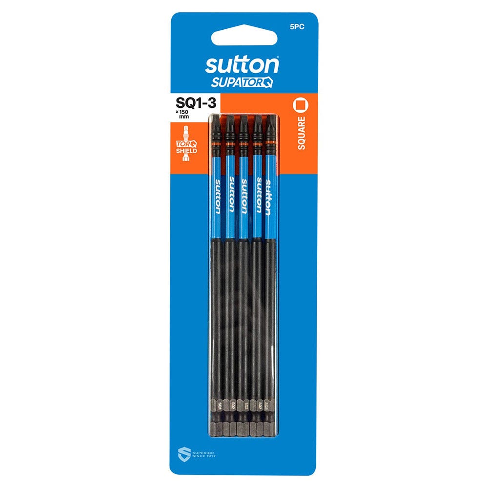 SUTTON SQ1-3 X 150MM SUPATORQ ROBERTSON SCREWDRIVER BIT - 5 PIECE S204S05G03