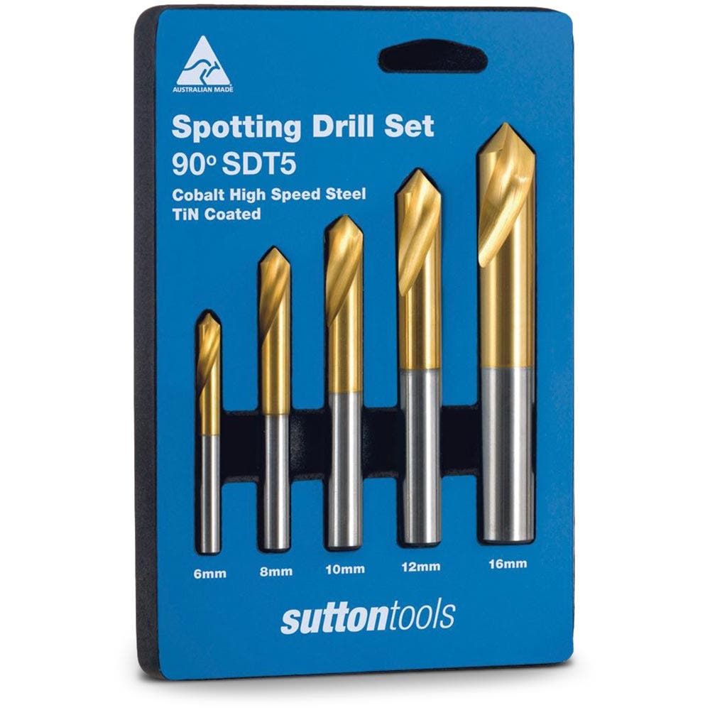 SUTTON 6-16MM HSS-COBALT-TIN SPOTTING DRILL SET - 5 PIECE