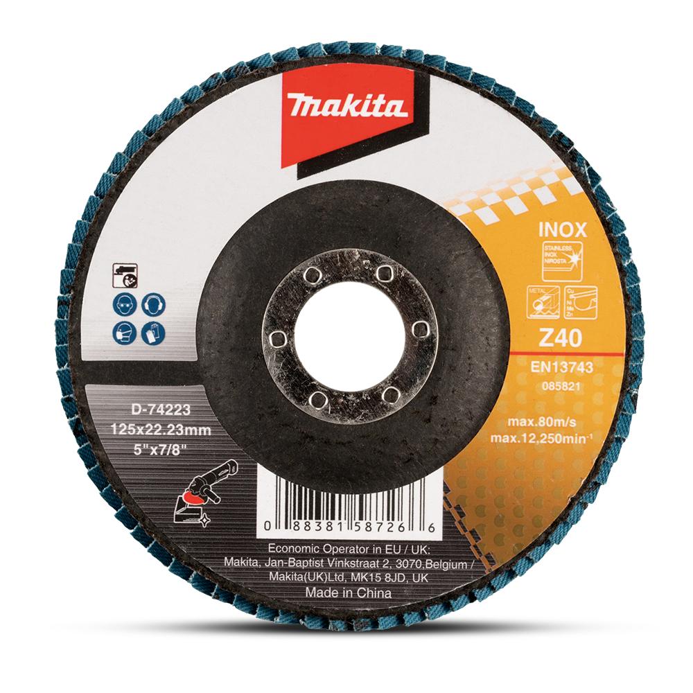 Makita 125Mm Economy Flap Disc 40# - Zirconia - Flat D-74223