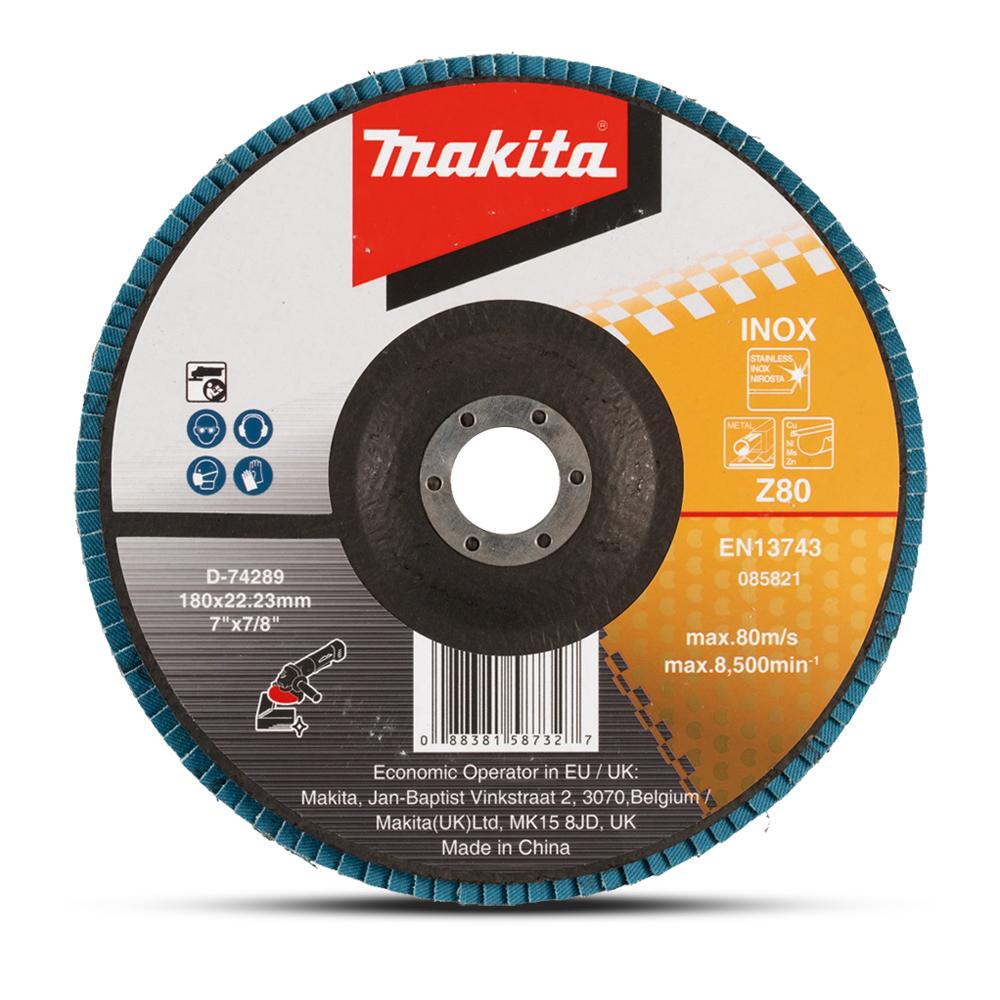 Makita 180Mm Economy Flap Disc 80# - Zirconia - Flat D-74289