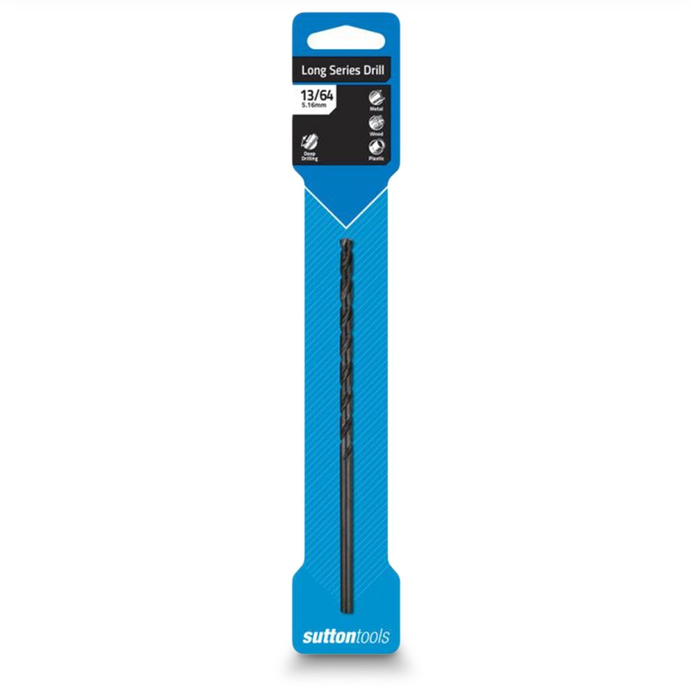 SUTTON 13/64INCH X 6INCH METAL DRILL BIT LONG SERIES HSS BLUE BULLET