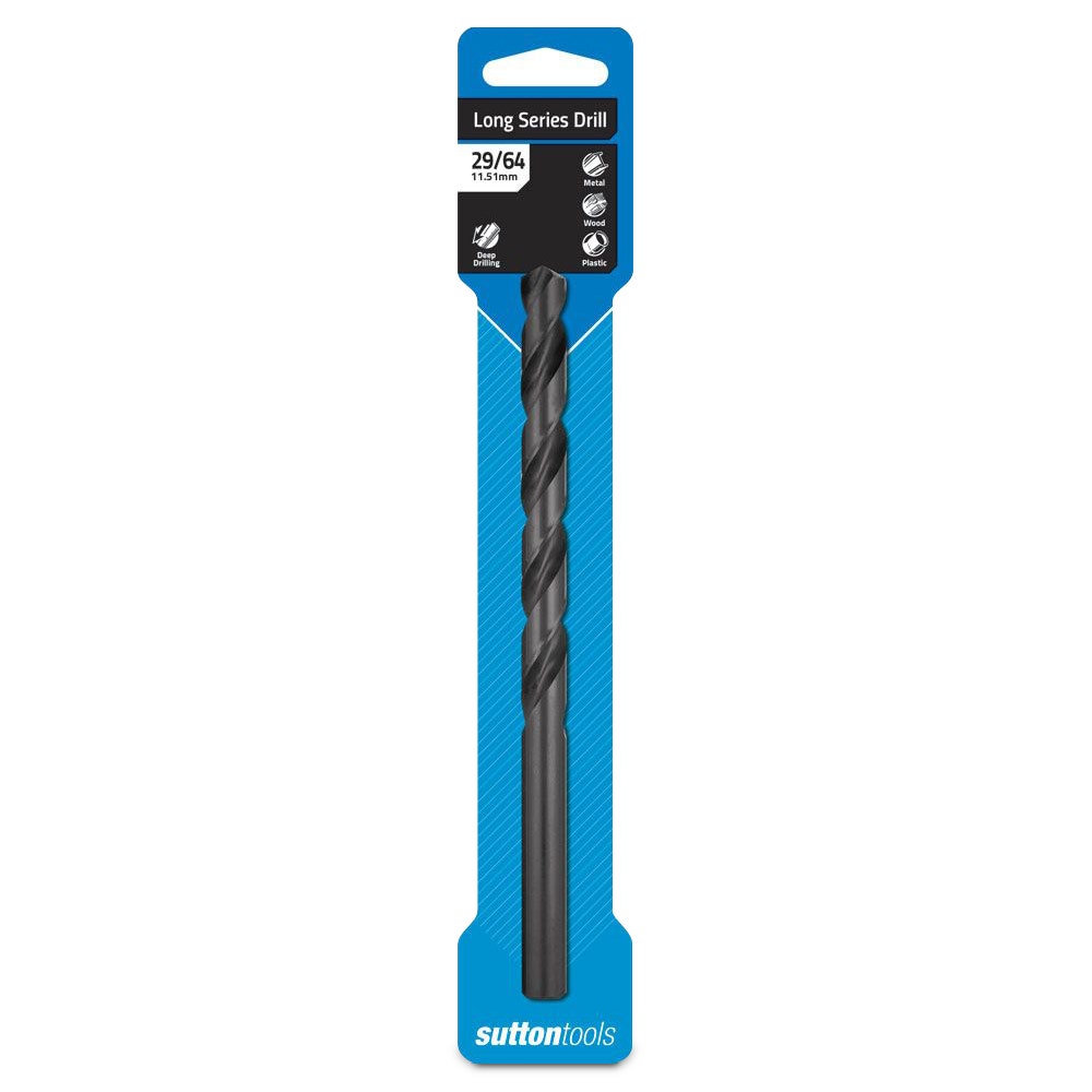 SUTTON 29/64INCH X 7.1/2INCH METAL DRILL BIT LONG SERIES HSS BLUE BULLET
