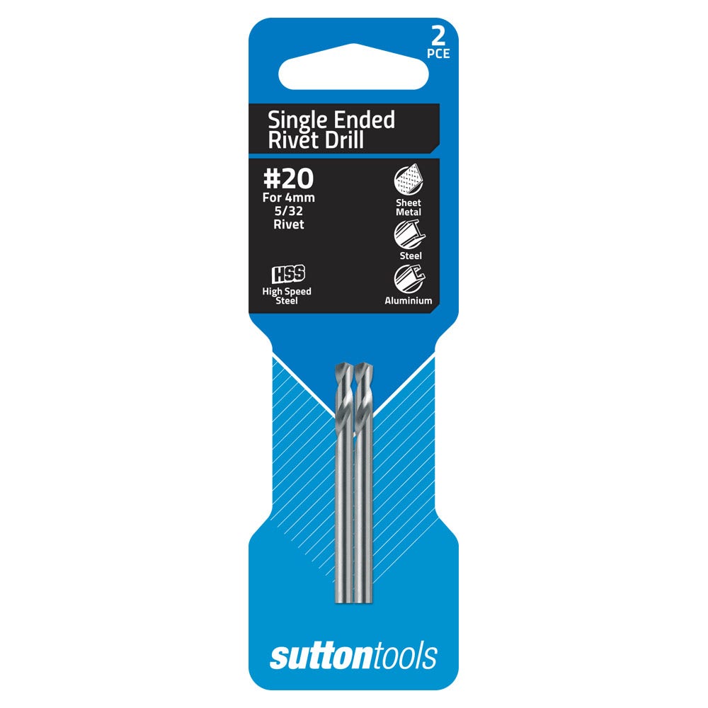 SUTTON NO.20 X 54MM HSS PANEL DRILL BIT - SHORTIE - 2 PIECE