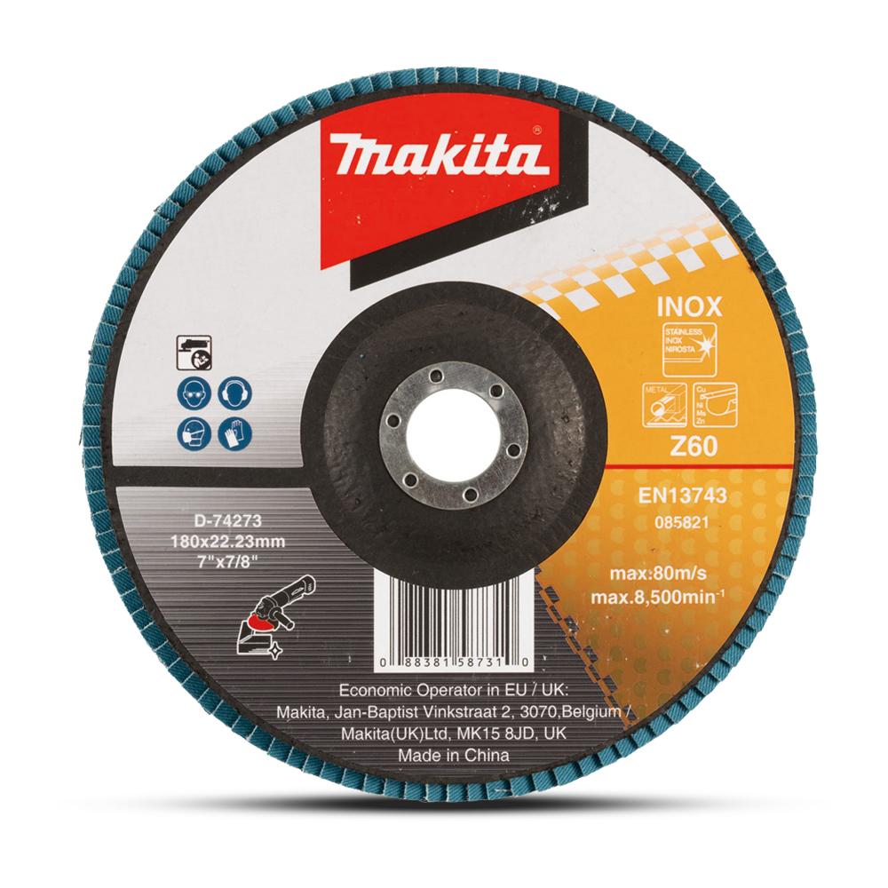 Makita 180Mm Economy Flap Disc 60# - Zirconia - Flat D-74273
