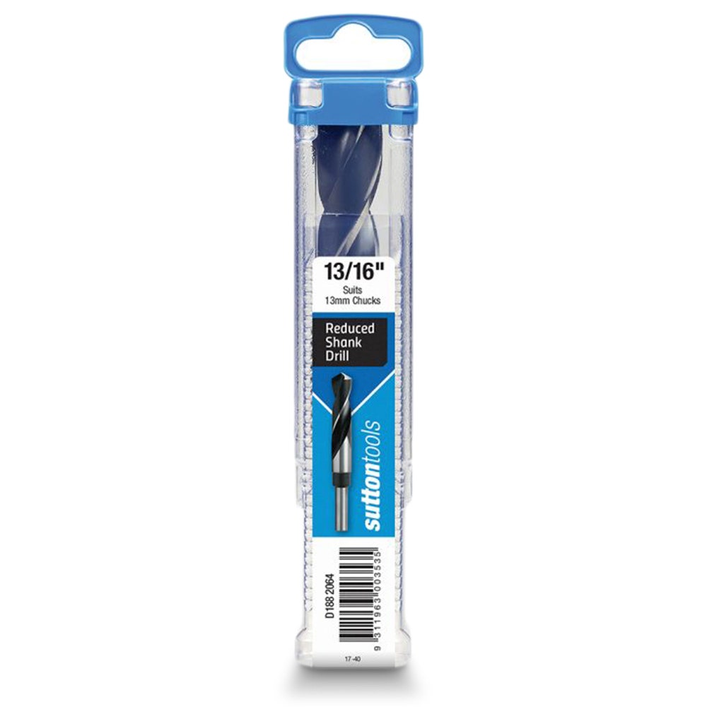 SUTTON 13/16INCH X 152MM 12.5MM REDUCED SHANK HSS METAL DRILL BIT