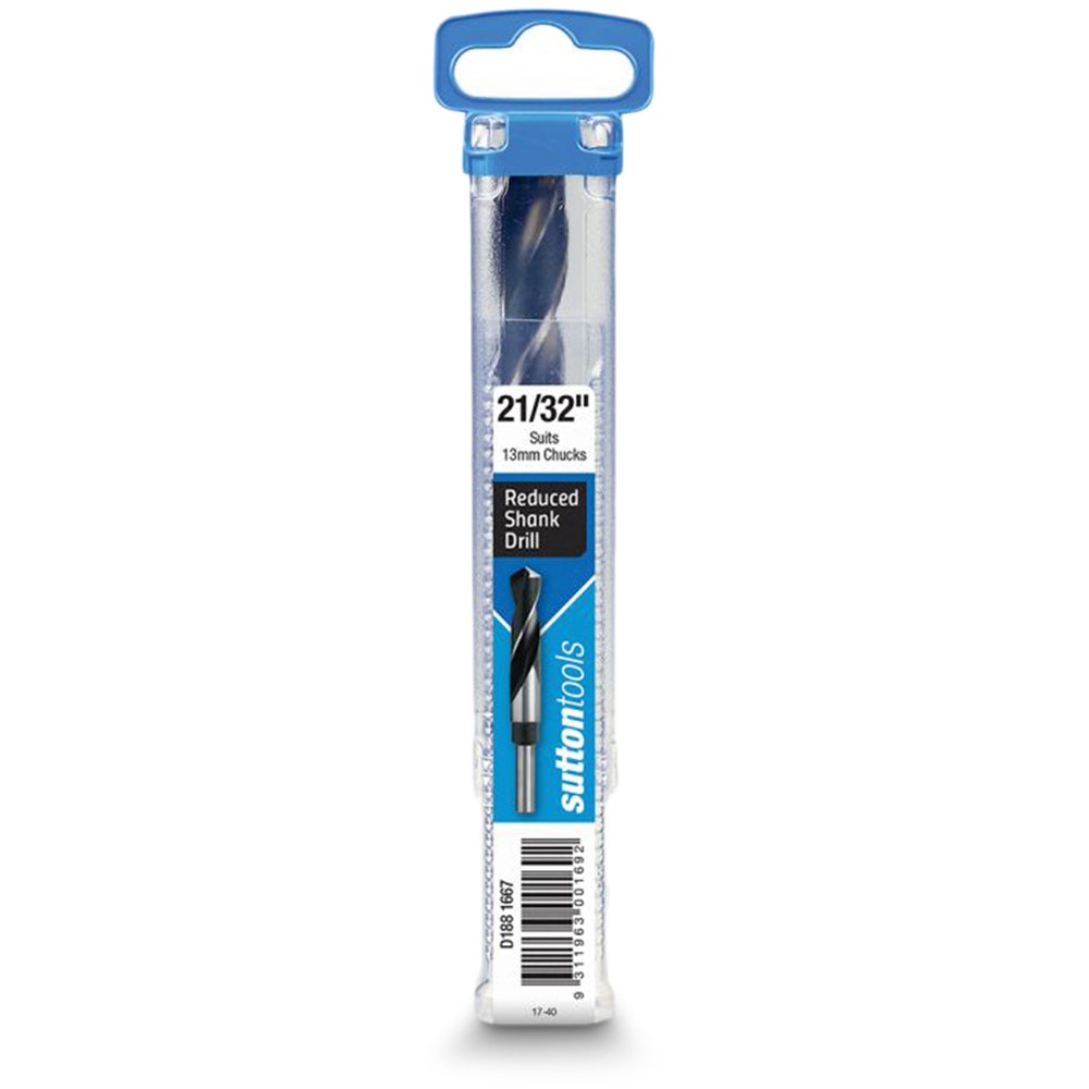 SUTTON 21/32INCH X 152MM 12.5MM REDUCED SHANK HSS METAL DRILL BIT