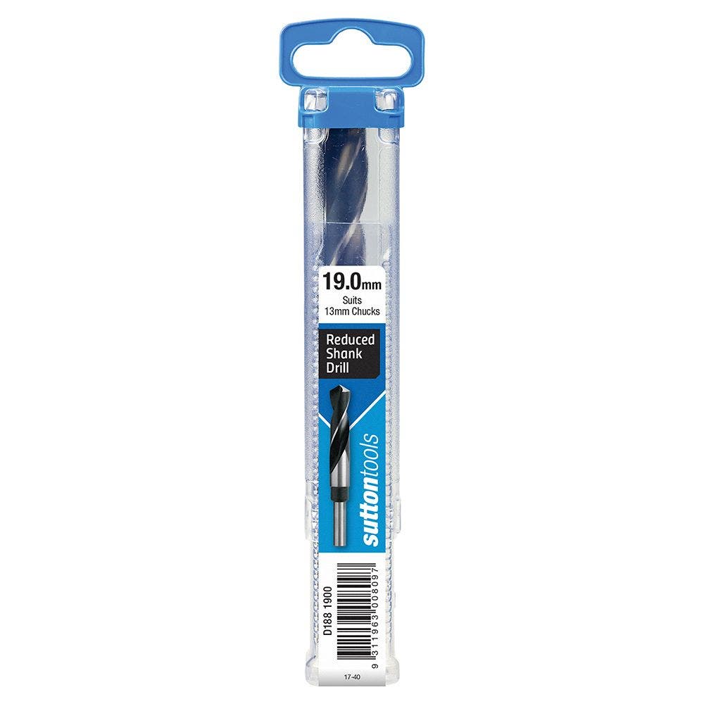 SUTTON 19.0 X 152MM 12.5MM REDUCED SHANK HSS METAL DRILL BIT