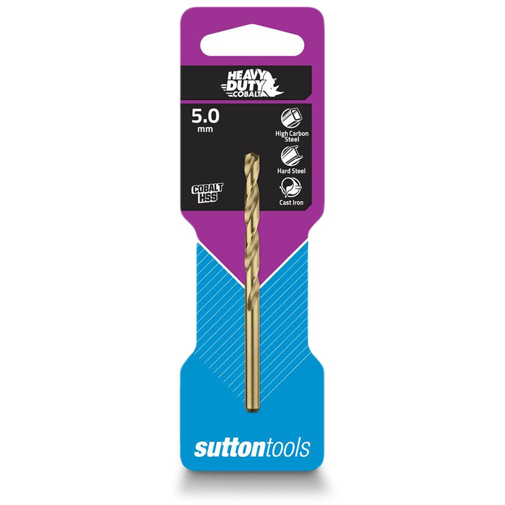 SUTTON 5.0 X 86MM HSS-COBALT JOBBER DRILL BIT - HD-COBALT