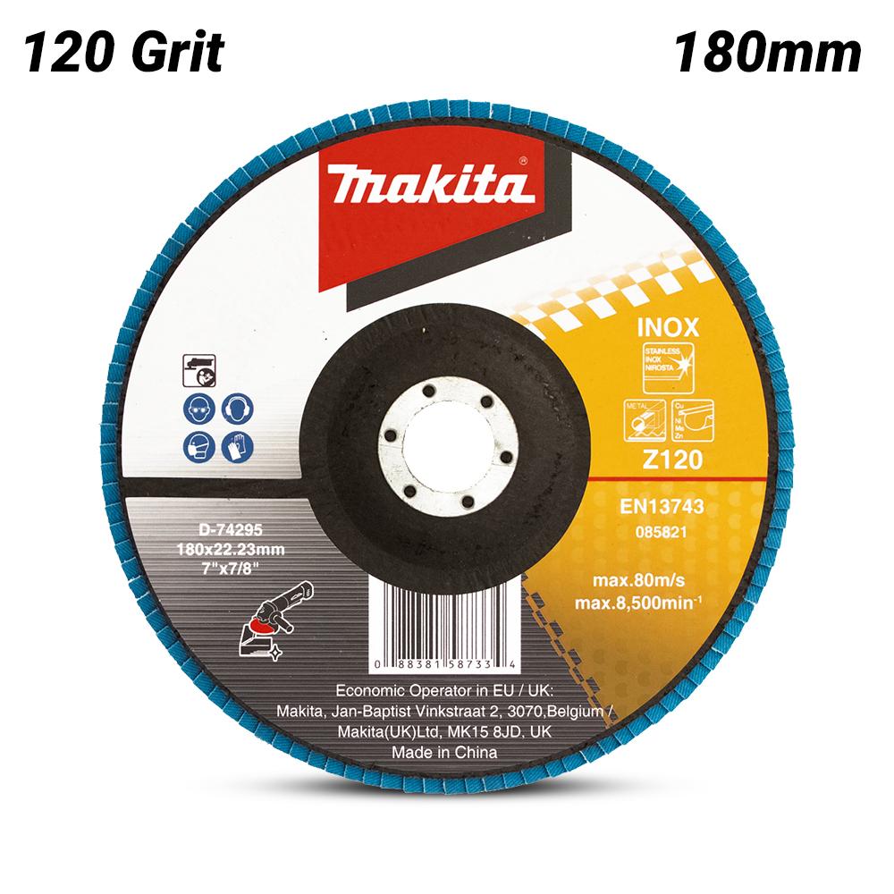 Makita 180Mm Economy Flap Disc 120# - Zirconia - Flat D-74295