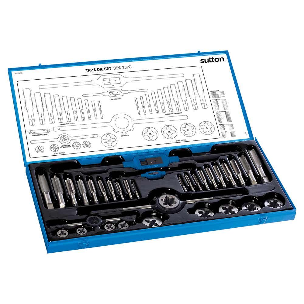 SUTTON 1/4-1INCH BSW TAP & DIE SET - 34 PIECE M500W35
