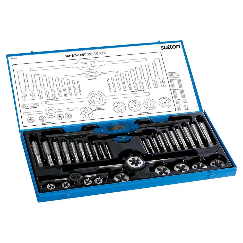 SUTTON M6-M24 METRIC TAP & DIE SET - 34 PIECE M500M35