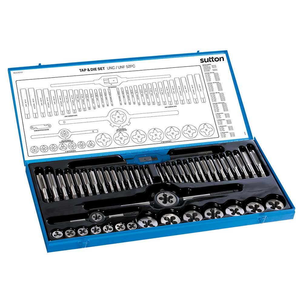 SUTTON 1/4-3/4INCH UNC/UNF TAP & DIE SET - 52 PIECE M500NCF52