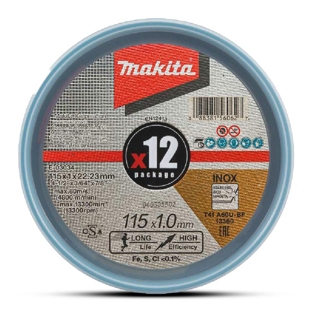 Makita 115Mm X 1Mm X 22.23Mm Elite Inox Cut Disc - 12Pk E-03034-12