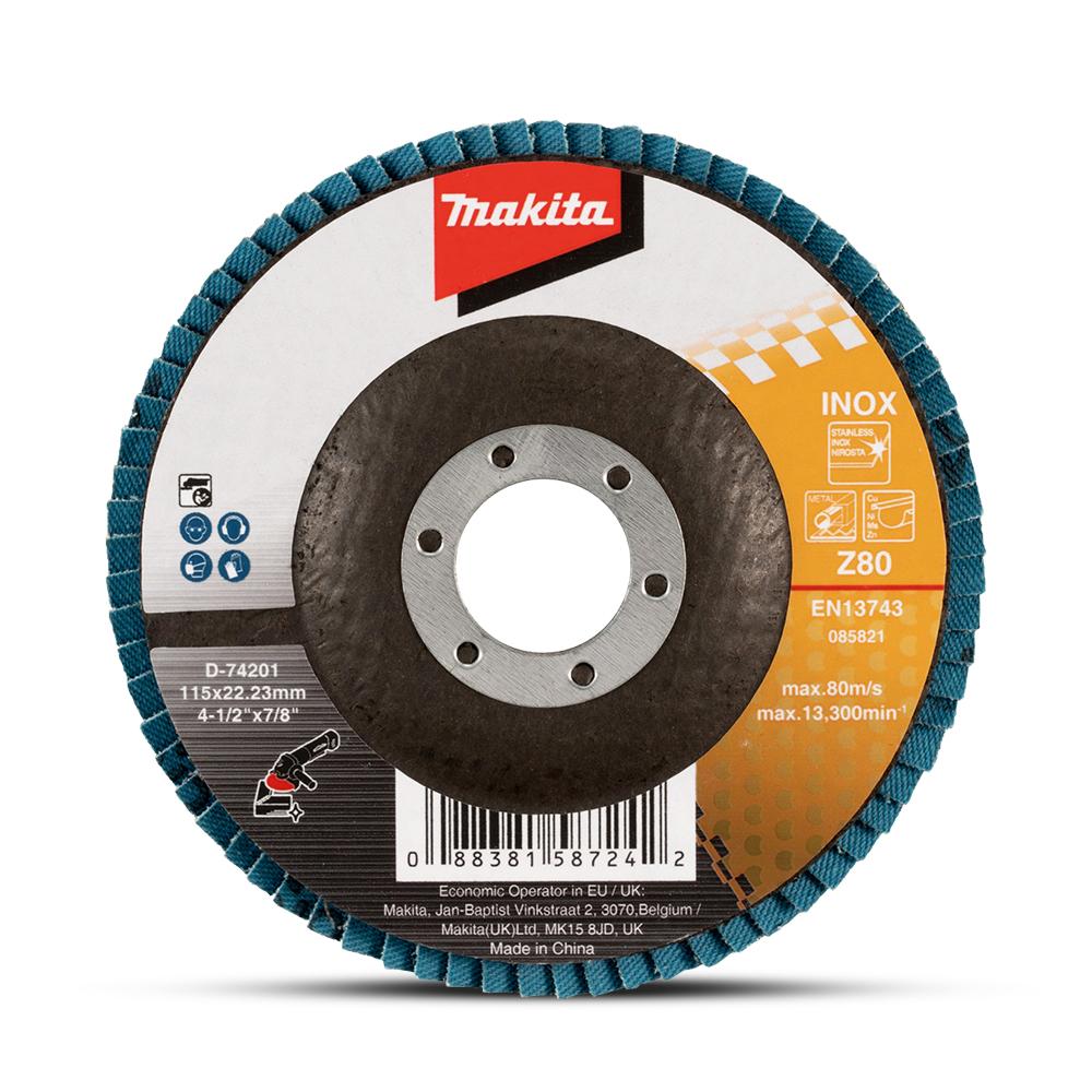 Makita 115Mm Economy Flap Disc 80# - Zirconia - Flat D-74201