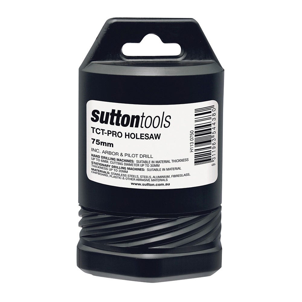 SUTTON 75MM TCT METAL HOLESAW W/ ARBOR - DEEP CUT H1130750