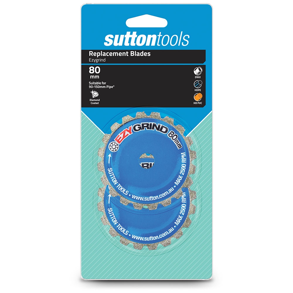SUTTON 80MM PIPE CUTTER REPLACEMENT DIAMOND BLADES - EZY GRIND - 2 PIECE H6010800