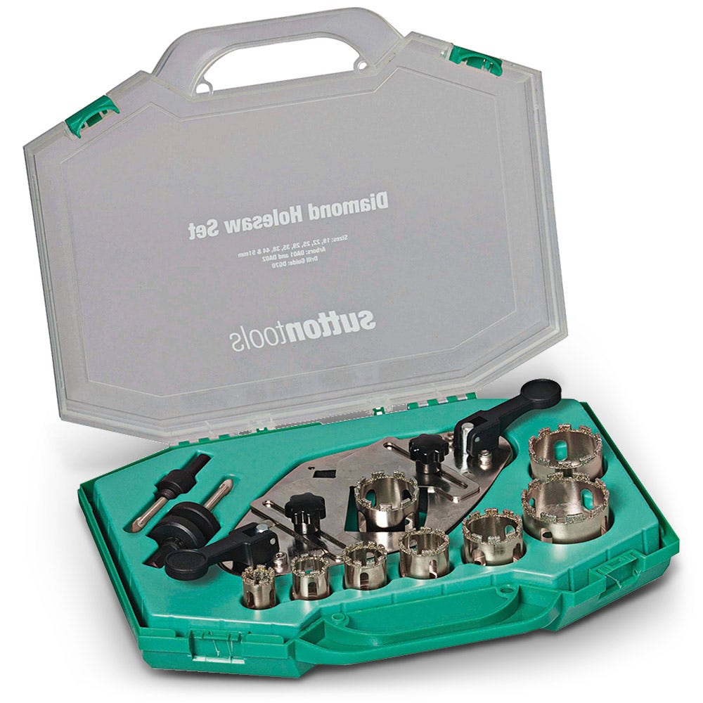 SUTTON 19-51MM DIAMOND GRIT HOLESAW SET W. GUIDE - 11 PIECE