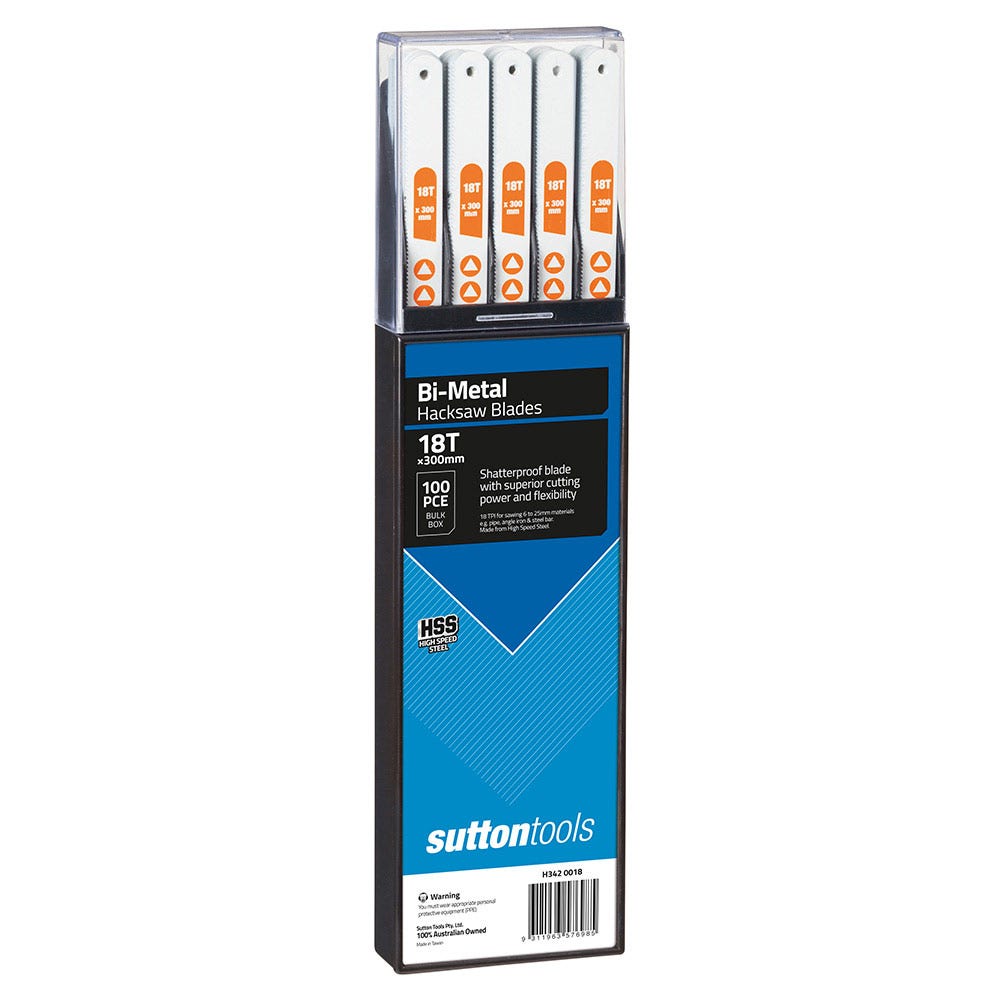 SUTTON 300MM 18TPI BI-METAL HACKSAW BLADE - 100 PACK H3420018