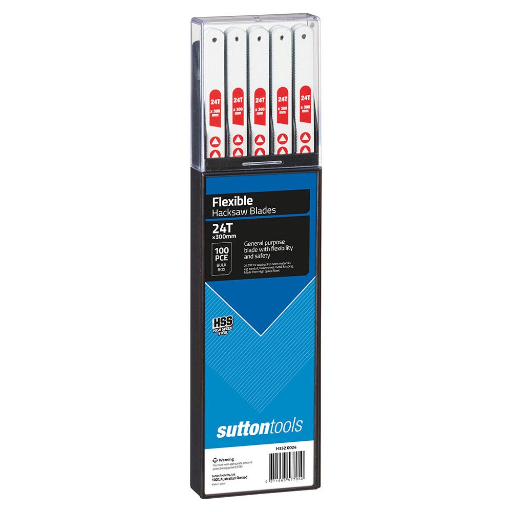 SUTTON 300MM 24TPI FLEXIBLE HSS HACKSAW BLADE - 100 PACK H3520024