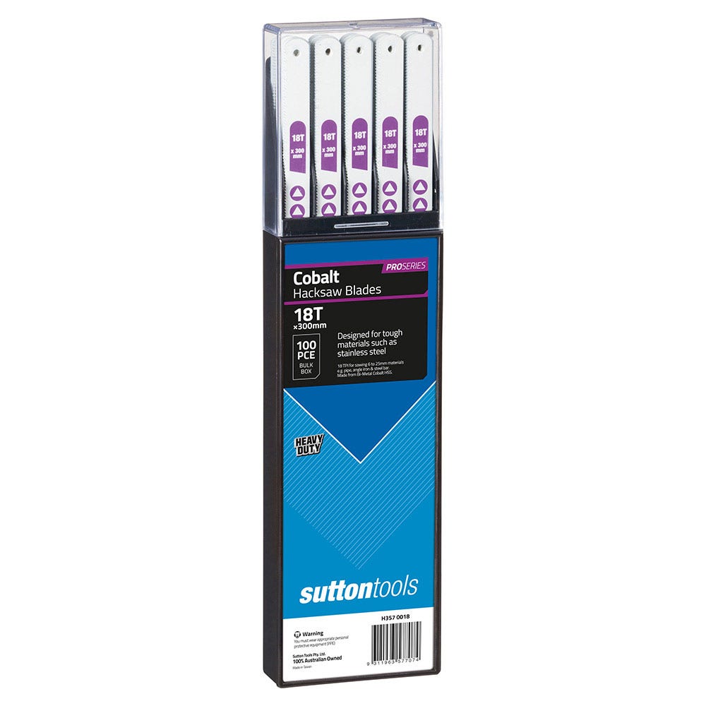 SUTTON 300MM 18TPI BI-METAL COBALT HACKSAW BLADE - 100 PACK H3570018