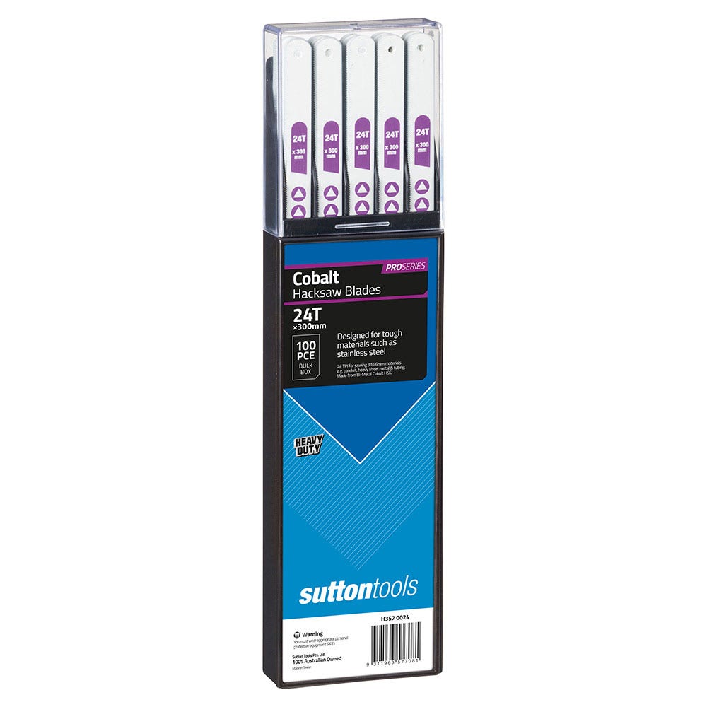 SUTTON 300MM 24TPI BI-METAL COBALT HACKSAW BLADE - 100 PACK H3570024