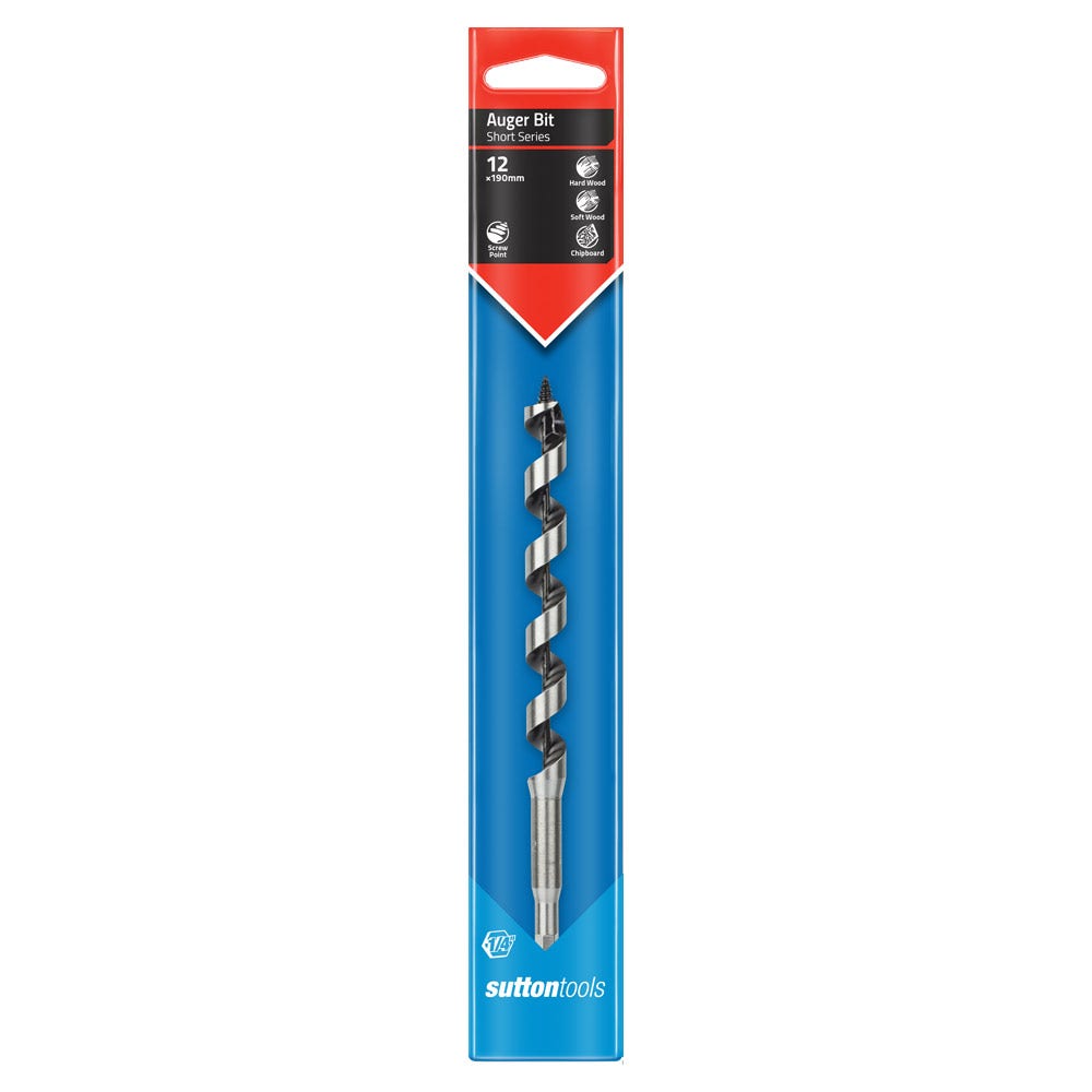 SUTTON 12.0MM X 190MM 1/4" POWER GROOVE SHANK SHORT SERIES DRILL BIT D5101200