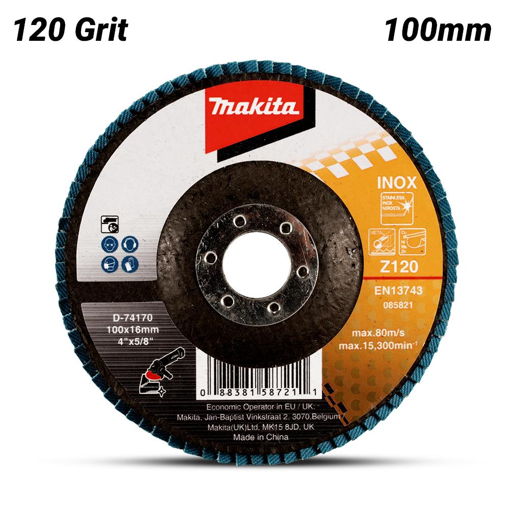 Makita 100Mm Economy Flap Disc 120# - Zirconia - Flat D-74170