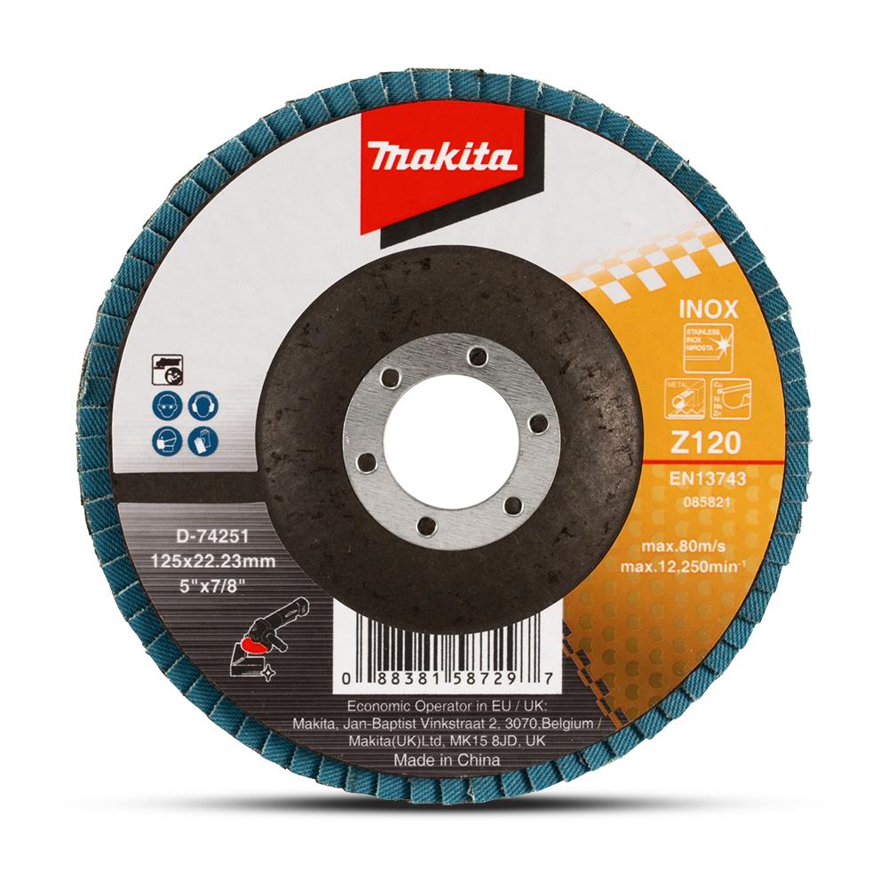 Makita 125Mm Economy Flap Disc 120# - Zirconia - Flat D-74251