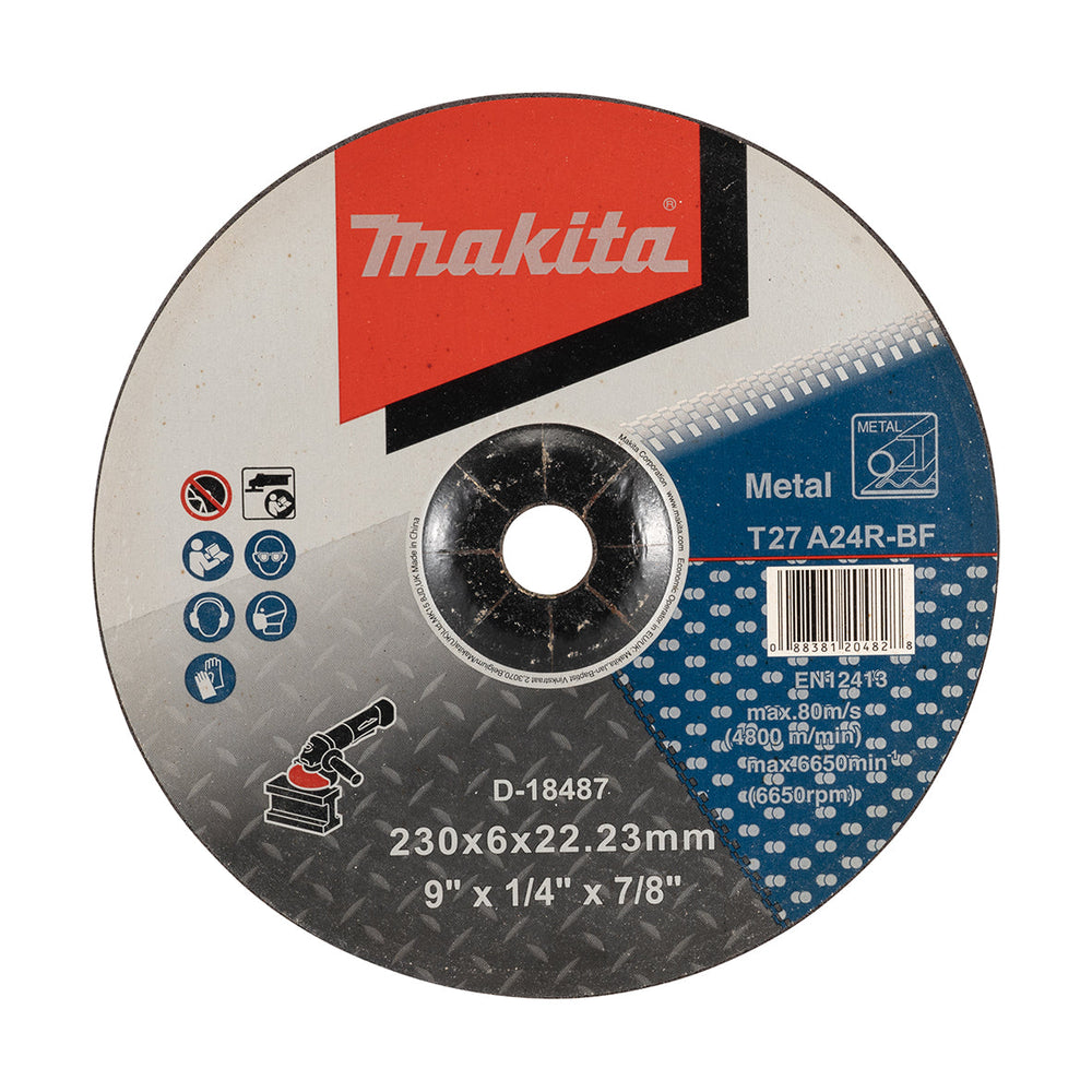 Makita 230mm x 6mm x 22mm D/C METAL GRINDING DISC A24R - 10pk D-18487-10