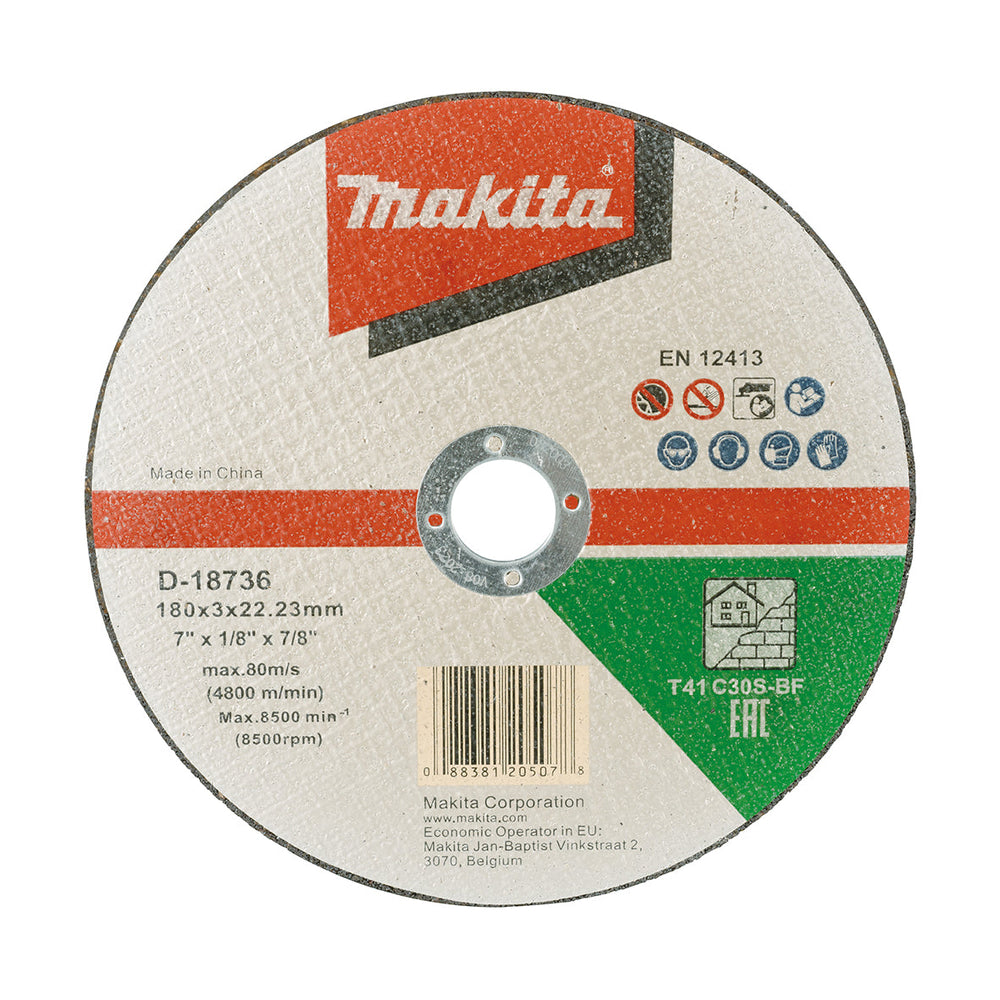 Makita 180mm x 3mm x 22mm MASONRY CUTTING DISC C30S - 20pk D-18736-20