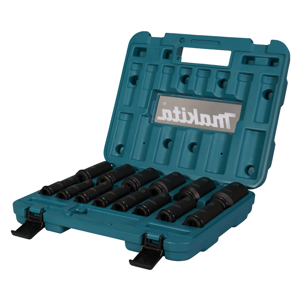 Makita DEEP IMPACT SOCKET METRIC 1/2" SQUARE DRIVE SET - 14pc E-16586