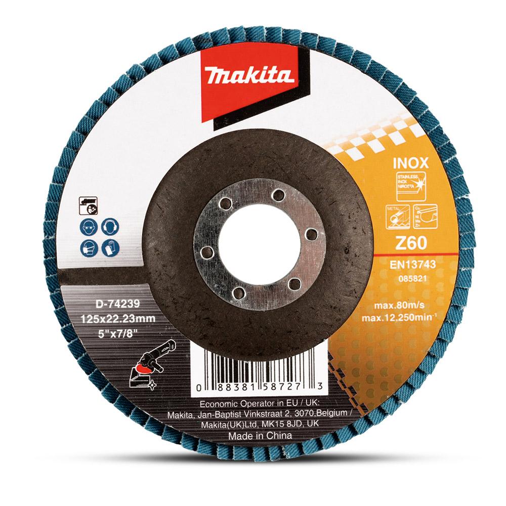 Makita 125Mm Economy Flap Disc 60# - Zirconia - Flat D-74239