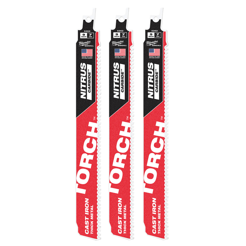 Milwaukee 230mm Sawzall TORCH with Nitrus Carbide 3pk 48005362