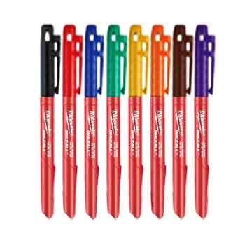 Milwaukee 8 Pack INKZALL Fine Point Coloured Markers 48223107