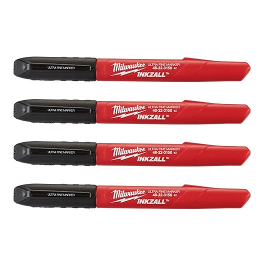 Milwaukee Ultra Fine Point Black Marker 4 Pack 48223154