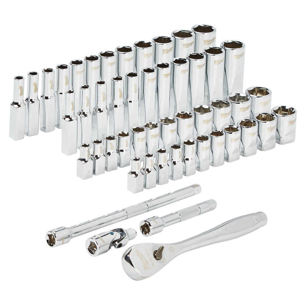 Milwaukee 50 Piece 1/4" Ratchet & Socket Set (SAE & Metric) 48229004