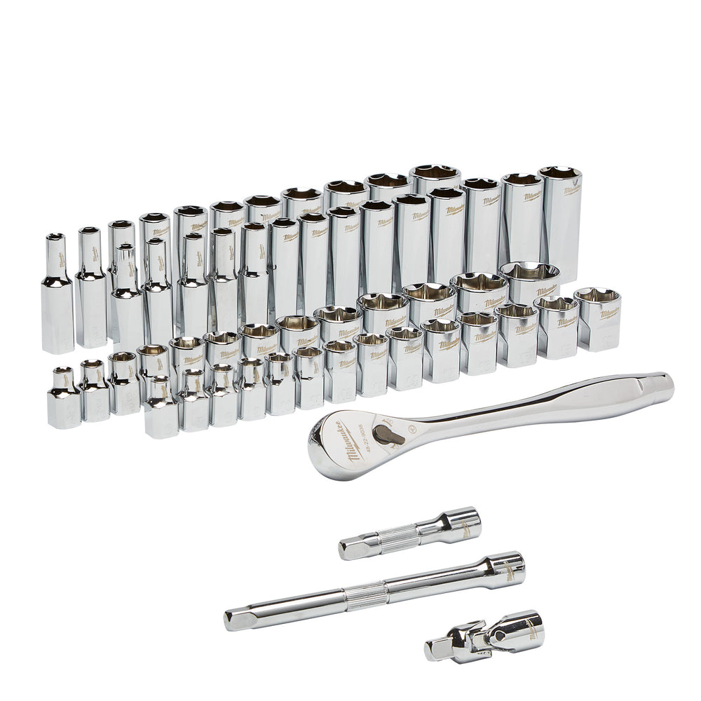 Milwaukee 56 Piece 3/8" Ratchet & Socket Set (Metric & SAE) 48229008