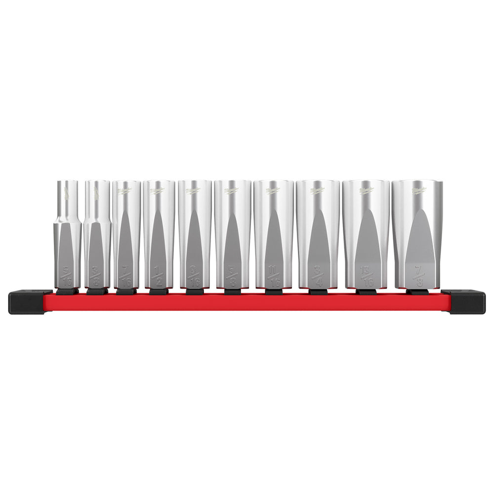 Milwaukee 10 piece 3/8" Dr Deep SAE Socket Set with Storage Rail 48229405