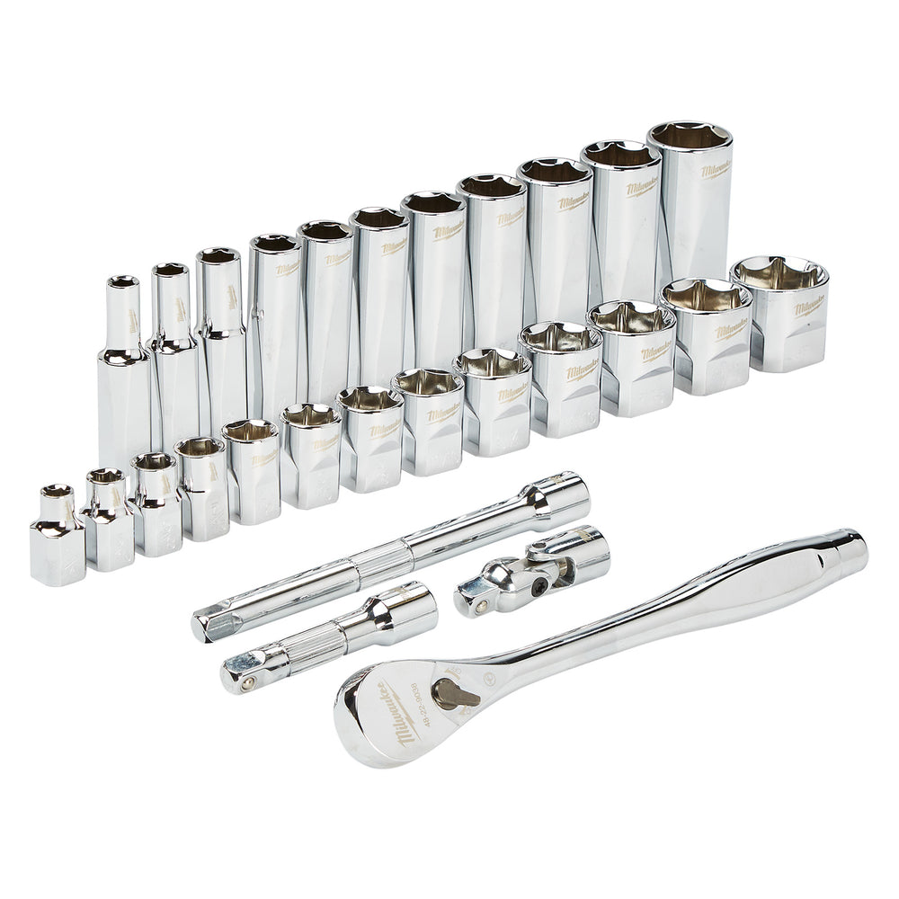 Milwaukee 28 Piece 3/8" Ratchet & Socket Set (SAE) 48229408