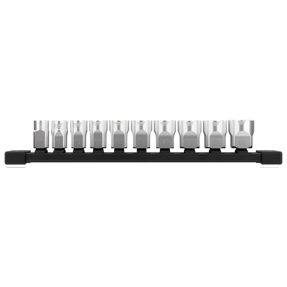 Milwaukee 10 piece 3/8" Dr Standard Metric Socket Set with Storage Rail 48229503