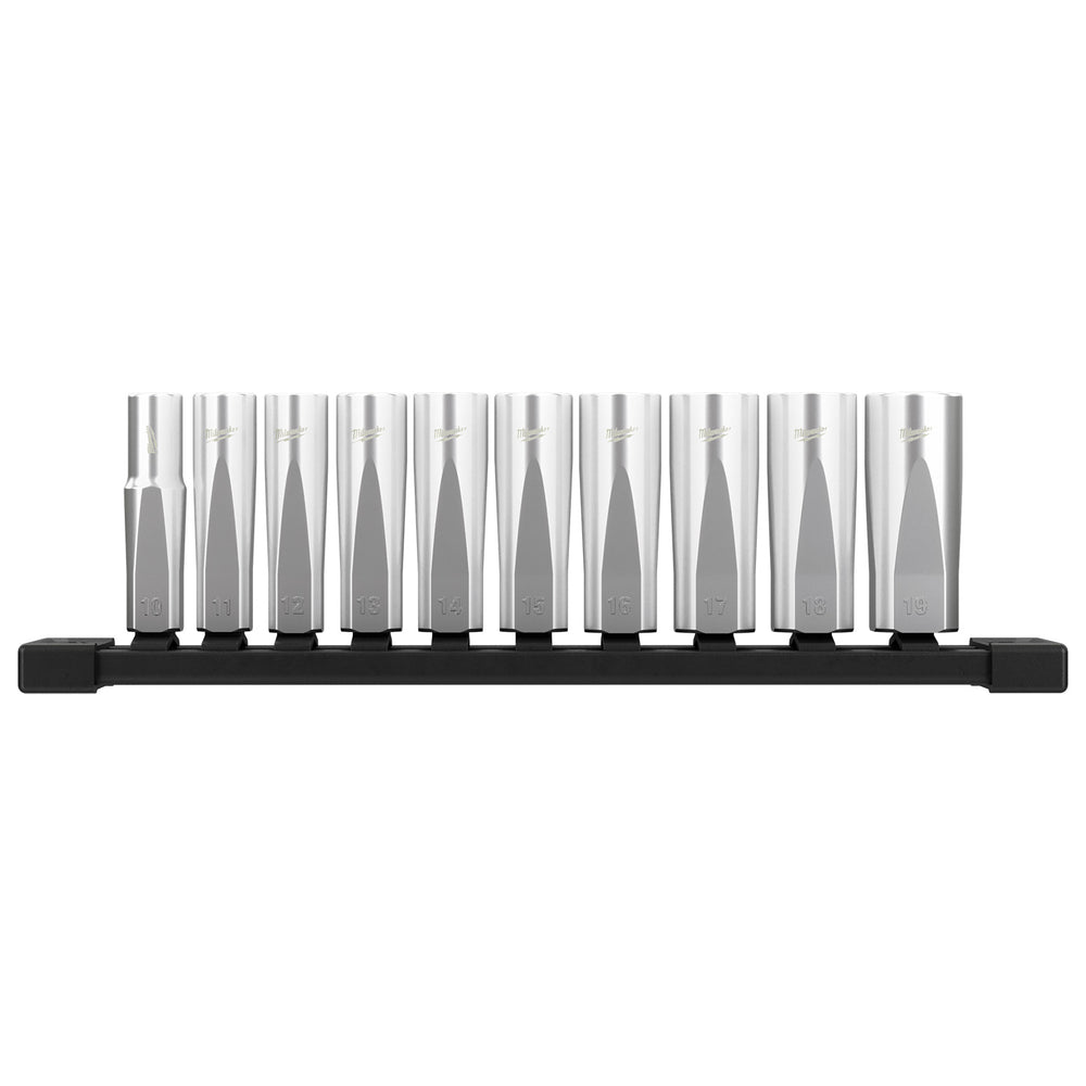 Milwaukee 10 piece 3/8" Dr Deep Metric Socket Set with Storage Rail 48229505