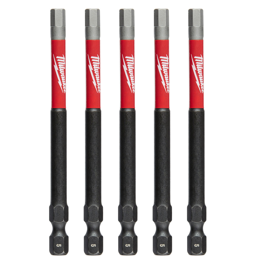Milwaukee 89mm (3-1/2") Shockwave Power Bit Hex 5mm (5 Pkt) 48324753
