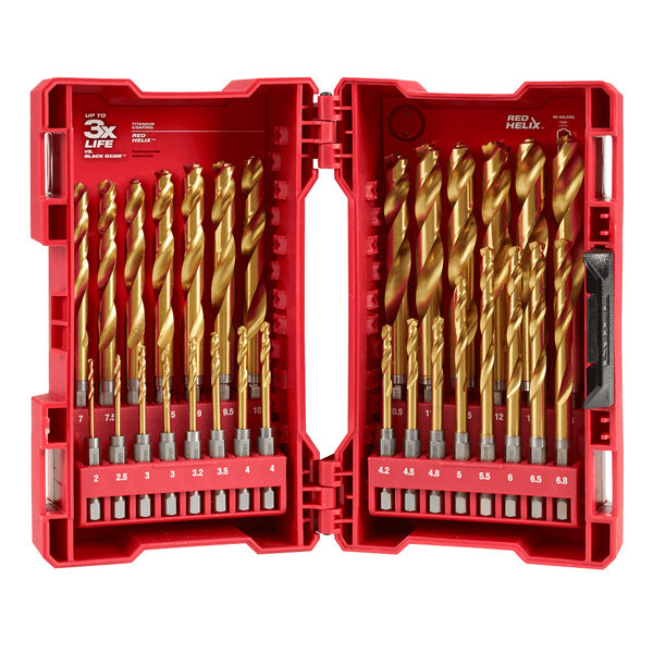 Milwaukee 29 Piece Shockwave Titanium Red Helix Drill Bit Kit 48894862