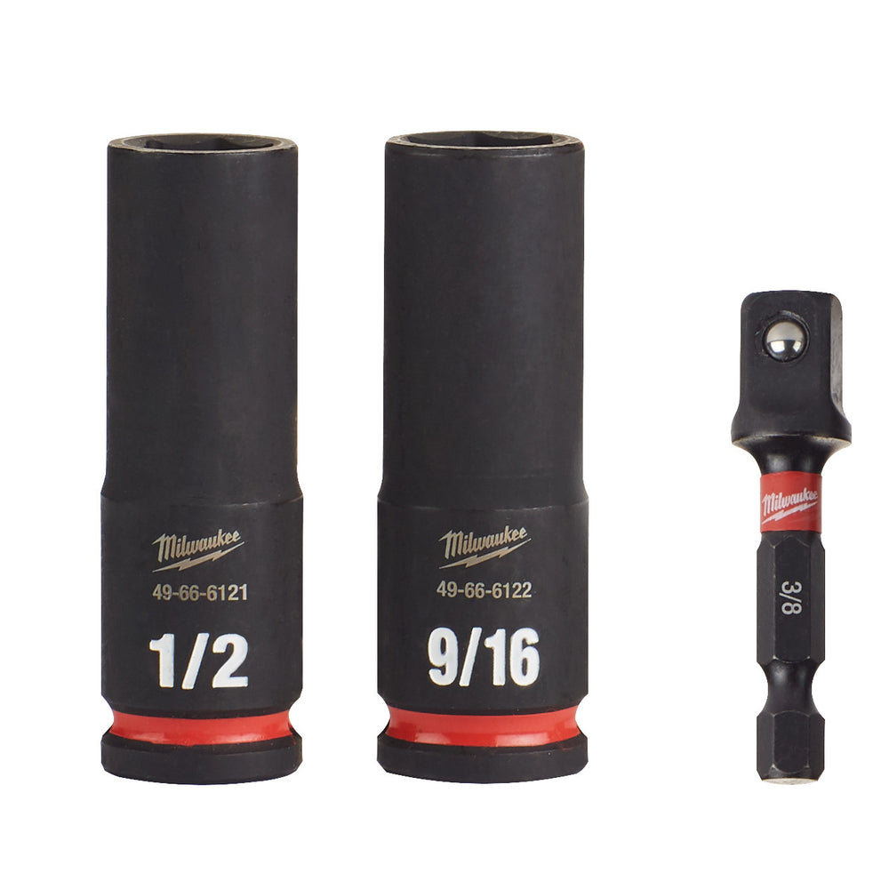 Milwaukee Shockwave 3/8" Drive 3 Piece SAE Deep 6 Point Impact Socket Set 49664417