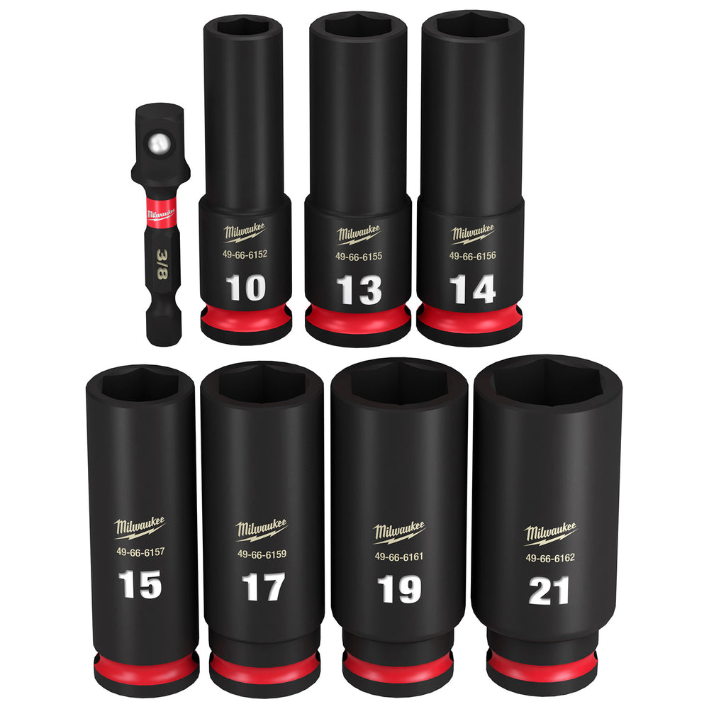 Milwaukee Shockwave 3/8" Drive 8 Piece Metric Deep 6 Point Impact Socket Set 49667021
