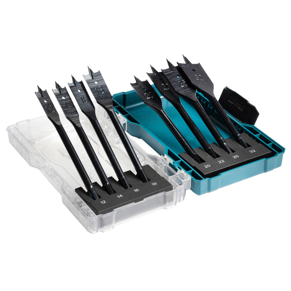 Makita Flat Wood Spade 8Pc Set - 1/4 Hex Shank E-08698