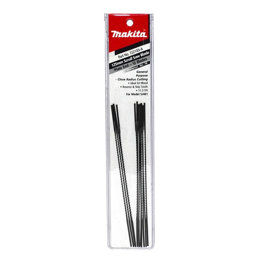 MAKITA SCROLL SAW BLADE PLAIN END /130mm O/L x 11.5TPI - (12PK) 722103-A